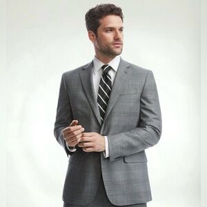 Brooks Brothers 1818 Blazer Mens 42L Gray Plaid Regent Fit Italian Wool Mohair